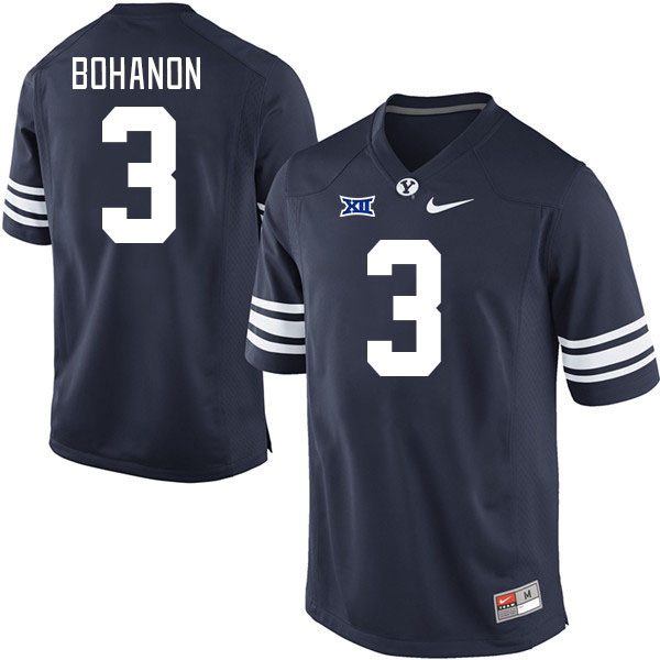 Men #3 Gerry Bohanon BYU Cougars College Football Jerseys Stitched Sale-Navy